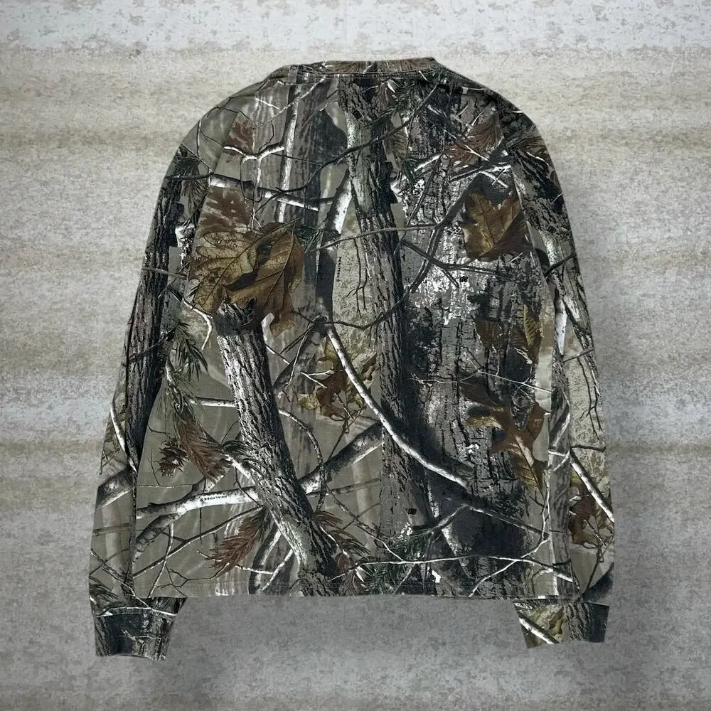 Vintage 90s Realtree Shirt Mens M Hunting Camo Cotton Long Sleeve Woodland